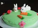 Gâteau petits lapins en pâte à sucre