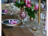 Table rose, noir et or