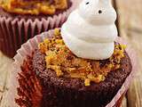 Cupcakes au chocolat et beurre de cacahuètes version Halloween