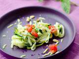 Linguine de courgettes au pesto basilic-menthe