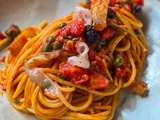Spaghetti alla puttanesca con guanciale