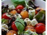 Mix salade tomates, melon, fromage