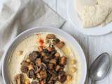 Houmous crémeux sans huile, champignons et seitan poêlés - Bataille Food #60