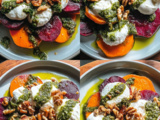 Caramelized Sweet Potato with Roasted Beets and Walnut Sage Pesto