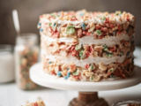 Fruity Pebbles Cake Recipe with Colorful Cereal and Creamy Frosting