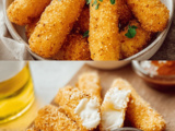 Homemade Mozzarella Sticks Recipe With Crispy Coating and Gooey Cheese