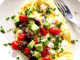 Mexican Egg White Omelet Light Breakfast with Fresh Salsa and Herbs