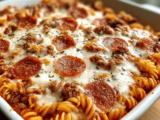 Spaghetti Pizza Casserole Recipe with Cheesy Tomato Sauce