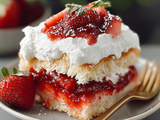Strawberry Shortcake Poke Cake Recipe with Fresh Berries and Cream