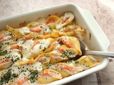 Conchiglioni aux crevettes et Boursin
