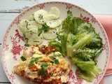 Omelette jambon-fromage et crudités