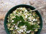 Salade d'avoines, petits pois, concombre et feta