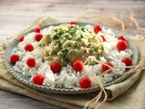 Salade d’œufs durs, avocat et crevettes
