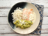 Truite aux courgettes, sauce ail et fines herbes