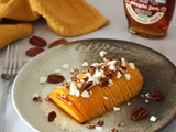 Butternut hasselback au sirop d'érable, noix de pécan et feta