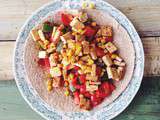 Wrap aux poivrons, tomates, maïs, tofu et épices – Vegan