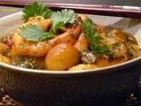 Mirabelles & gambas mielees, sauce curry