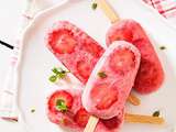 Popsicles au yaourt, fraise et basilic