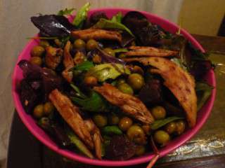 Salade betterave rôtie-poulet croustillant