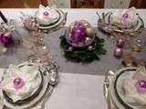 Table de Noël rose et gris argent