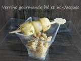 Verrine de blé au chili et mini brochette de St-Jacques
