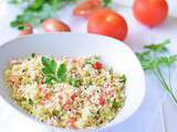 Semoule en salade à la tomates, aux herbes et olive
