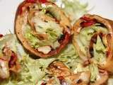 Crêpes façon wrap au camembert, noix et salade frisée
