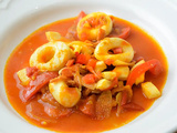 Anneaux d’encornet saumuré au chorizo et poivrons