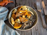 Légumes d’automne rôtis, lentilles & quinoa