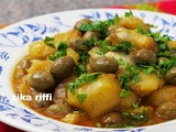 Batata karnoun bel zaitoune-tajine de topinambours au poulet et olives conserves maison
