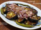 Beydenjel m'charmel- Aubergines à la charmoula oignons confits et vinaigre