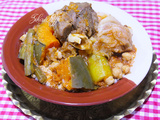 Couscous sauce rouge à l'agneau aux cardons sauvages (khourchef) et légumes de l'automne