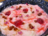 Crème de riz concassé au sirop de cerises- octobre rose