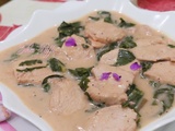 Escalope de veau aux epinards- sauce cremeuse rose au yaourt nature et citron