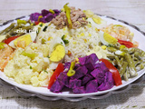 Hors d'oeuvre ou grande salade composée et variée - légumes et riz au thon - sauce mayonnaise