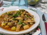 Mijoté de champignons de paris aux olives et aux tomates fraîches- cuisson au four à l'etouffée