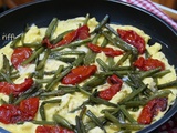 Omelette aux haricots verts et tomates séchées