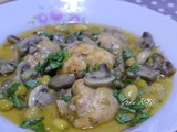 Petit mijoté de poulet- champignons en sauce aux olives- cuisine sans filet zero balance