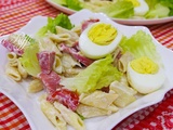 Salade de pâtes - pâté de viande et crudités