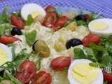 Salade de pomme de terre- roquette- tomate cerise aux œufs durs à la mayonnaise