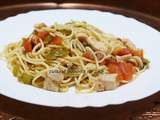 Spaghettis a la provençale anchois et poulet