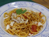 Spaghettis aux tomates confites et parmesan