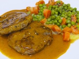 Steak salisbury- sauce brune à l'oignon maison- cuisine américaine