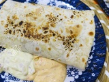 Tacos végétariens- tortillas maison- sauce mayonnaise crevettes et oignon