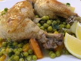 Tajine jelbena- mijote de poulet rôti au beurre en sauce aux petits pois et carottes