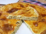 Tourte au poulet et purée de petits pois et pomme de terre au parmesan