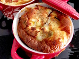 Clafoutis d’aubergines tomates et chèvre en mini-cocotte