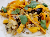 Nouilles asiatiques carotte et aubergine à l’ail et cumin pour le cmum
