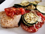 Rondelles de courgettes et tomates en gratin à l’Air Fryer et espadon