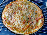Tarte feuilletée fenouil poivrons sur lit de chevre frais